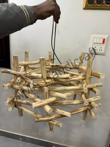 Fluorescent Wood Pendant Light