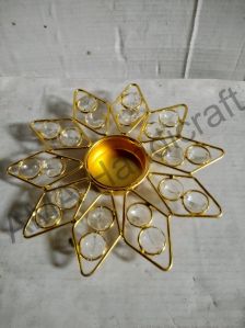 Golden Metal Crystal Candle Holder