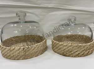 Rattan Cane Cake Stand With Dome