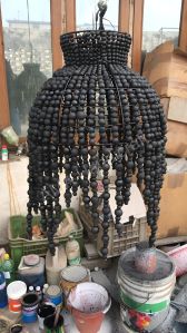 Round Wooden Bead Chandelier