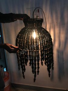 Round Wooden Bead Chandelier