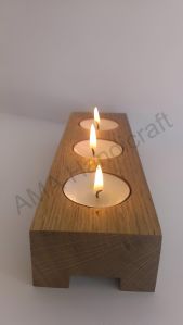 Wooden 3 Tealight Candle Holder