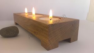 Wooden 3 Tealight Candle Holder