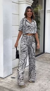 Black White Strips Co- Ord Set