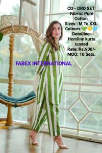Cotton Long Stripes Co Ord Set