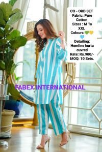 Cotton Long Stripes Co Ord Set