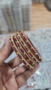 2.4 Inch Maroon Glass Bangles