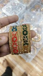 2.6 Stone Multicolor Metal Bangles