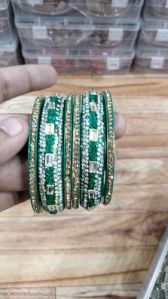 Green Sip Stone Bangles Set