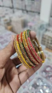 Stone Work Multicolor Glass Bangles