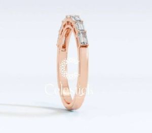 Rose Gold Celestick Brick Row Baguette Half Eternity Lab Grown Diamond Ring