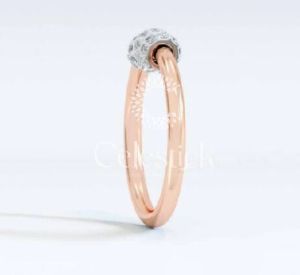 Rose Gold Celestick Carnival Round Pave Charm Lab Grown Diamond Ring