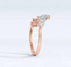 Rose Gold Celestick Peak Baguette and Round Half Eternity Lab Grown Diamond Ring