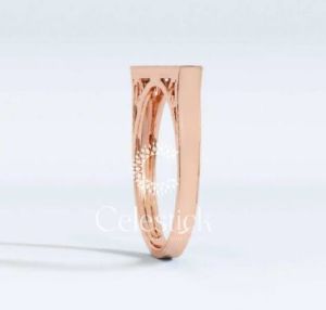 Rose Gold Celestick Pristine Baguette Lab Grown Diamond Bar Ring