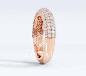 Rose Gold Celestick Round Cluster Wide Half Eternity Lab Grown Diamond Ring