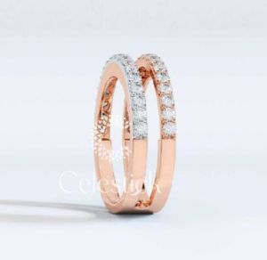 Rose Gold Celestick Waltz Round Double Half Eternity Lab Grown Diamond Ring