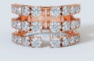 Rose Gold Celestick Corset Round Lab Grown Diamond Open Ring