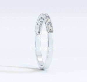 White Gold Celestick Brick Row Baguette Half Eternity Lab Grown Diamond Ring