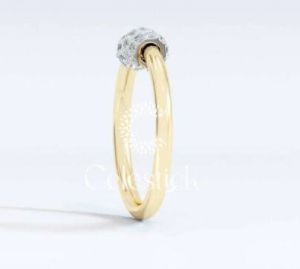 Yellow Gold Celestick Carnival Round Pave Charm Lab Grown Diamond Ring