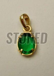 925 Sterling Silver Gold Coated Green Pendant