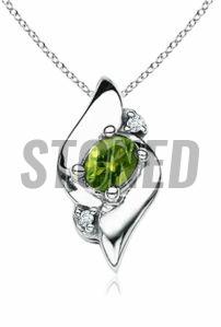 925 Sterling Silver Moissanite and Peridot Gemstone Pendant