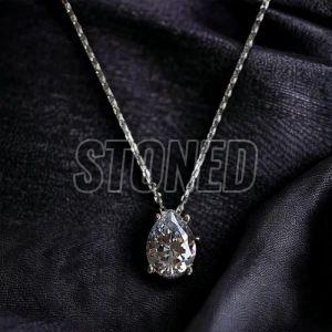 925 Sterling Silver Moissanite and Teardrop Diamonds Pendant