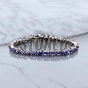 925 Sterling Silver Oval Tanzanite Tennis Bracelet