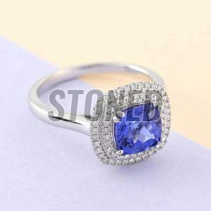 Genuine AAAA Tanzanite Diamond ring in 14K White Gold