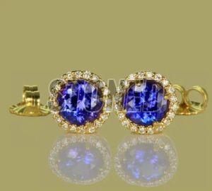 Ladies 925 Sterling Silver Blue Tanzanite Stud Earring