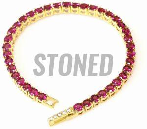 Ladies 925 Sterling Silver Rhodolite Bracelet