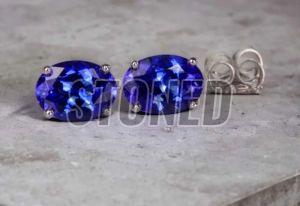 Ladies 925 Sterling Silver Tanzanite Studs Earring