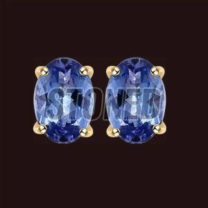 Ladies Artificial Tanzanite Stud Earring