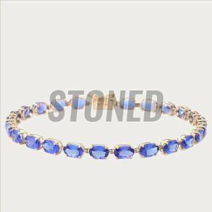 Ladies Oval Shape Tanzanite Sterling Silver 925 Bracelet