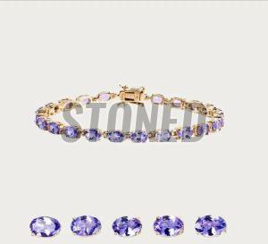 Ladies Oval Sterling Silver 925 Tanzanite Silver Bracelet