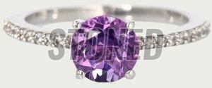 Ladies Sterling Silver Amethyst Engagement Ring