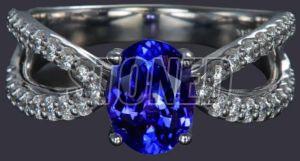 Ladies Tanzanite Oval 925 Sterling Silver Statement Ring