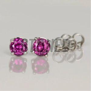 Minimal Rhodolite Stud Earrings for Women