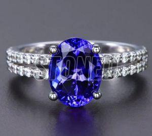 Oval Tanzanite Sterling Silver 925 Engagement Ring