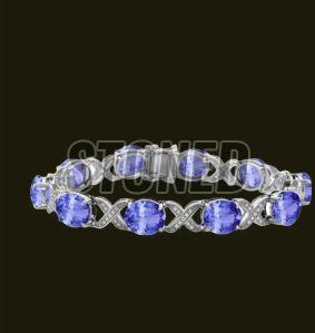 Party Wear Silver And Gemstone Bracelet