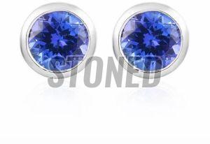 Tanzanite Bezel Setting Stud Earring