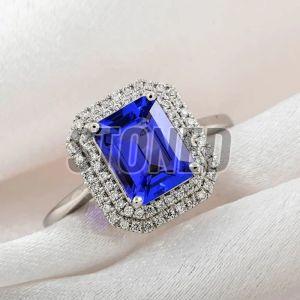 Tanzanite Gemstone with Moissanite Ring in 14k Gold