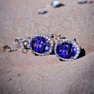 Tanzanite Silver Stud Earring