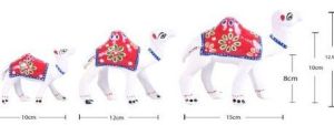 15X12.5 cm White Metal Craft Set Of 3 Camel Showpiece