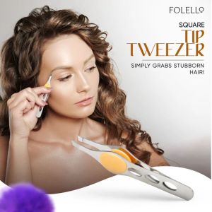 GB-3023 Square Tip Tweezer with Rubber Grip