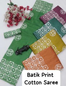 Batik Print Cotton Saree