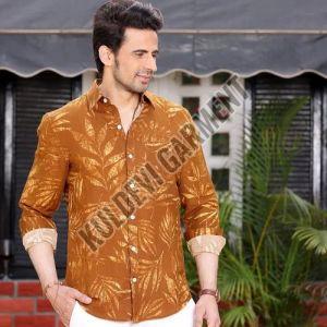 Men Linen Printed Full Sleeves Shirt