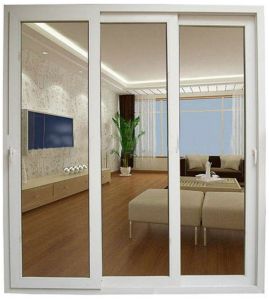 UPVC 3 Track Frosted Glass French Door with Mosquito Net