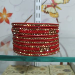 Red and Golden Lac Bangle Set