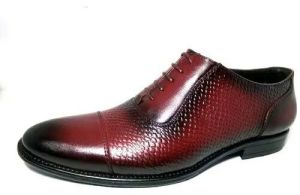 Mens Maroon & Black Lace Up Leather Shoes