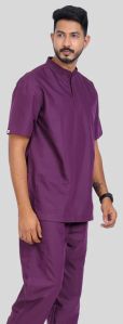 Vinda Band Collar Plum Purple Men Scrubs